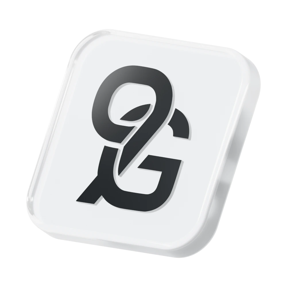 A glass tile with the 9G Labs logo inlaid flush in its surface